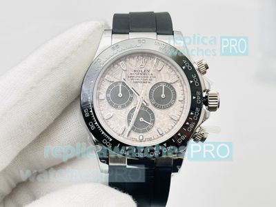 DR Factory Replica New Rolex Daytona Meteorite Dial Black Rubber Strap Watch 40MM